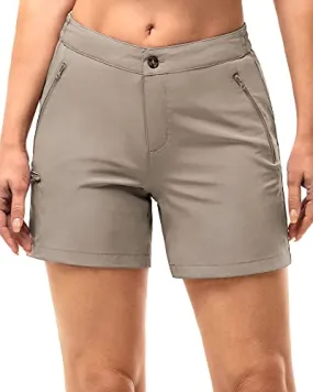 33,000ft Womens Golf Shorts Quick Dry Shorts for Women 5 Inch Inseam Ladies Shorts Stretch Packable Hiking Casual Shorts with 4 Pockets Fossil