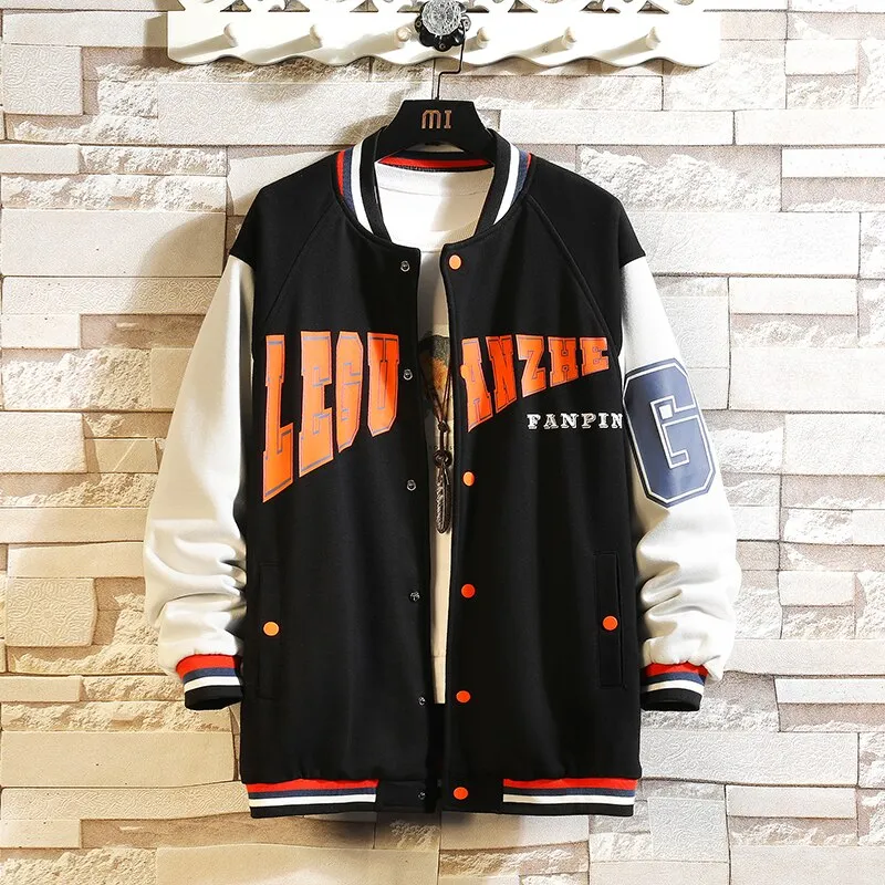 Advbridge Casual Black Patchwork Jackets For Men's Baseball Uniform Bomber 2023 Spring Autumn Fashion Clothing Oversize 4XL 5XL