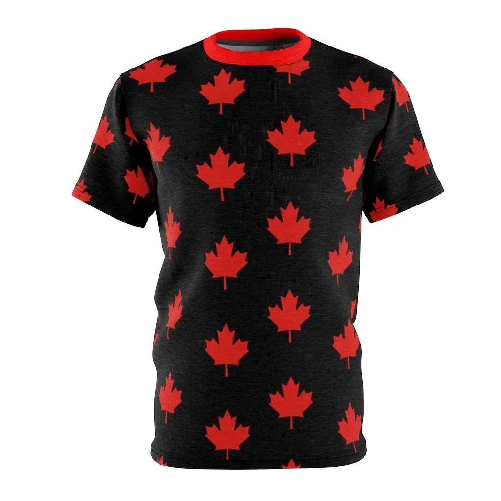 All Maple-Leafed Out Unisex AOP Cut & Sew Tee Black