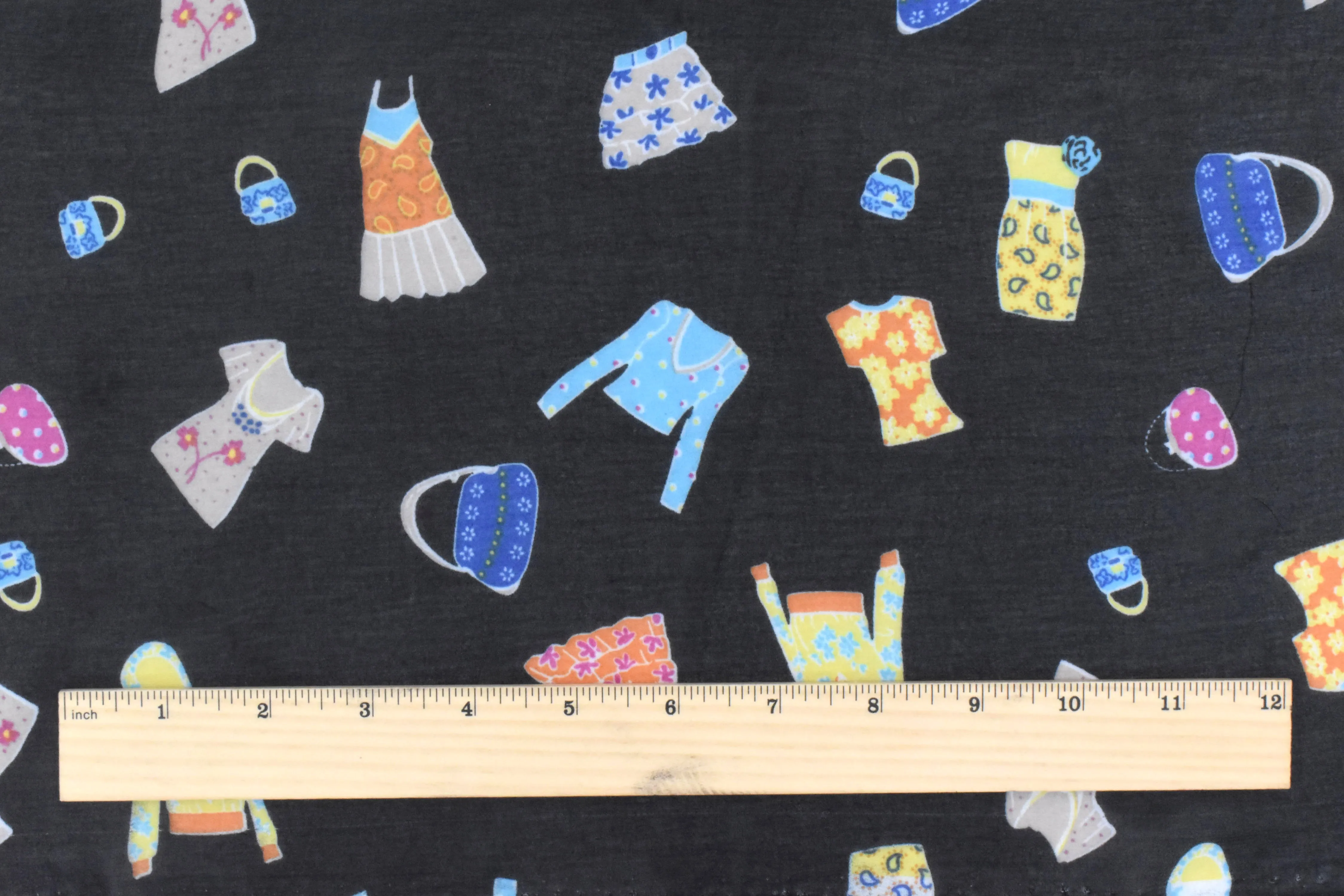 Basic Black-Multi Cartoon Apparel Printed Poly Chiffon Woven Fabric