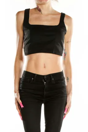 Black Cropped Tank Top with Side Lacing