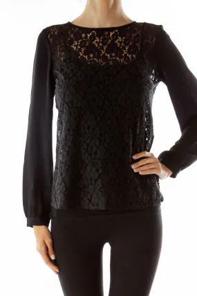 Black Sheer Lace Blouse