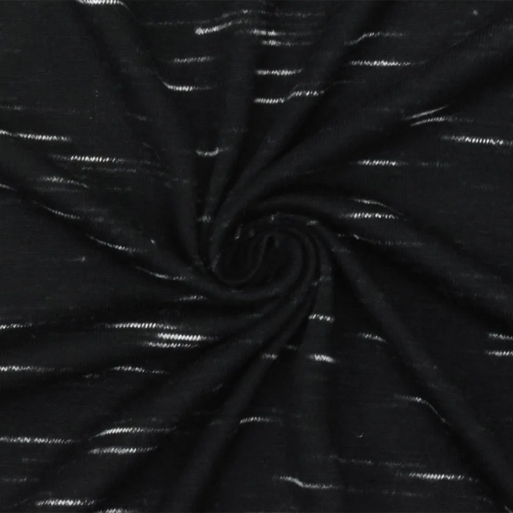 Black-White Slub Stretch Spandex Rayon Jersey Knit Fabric