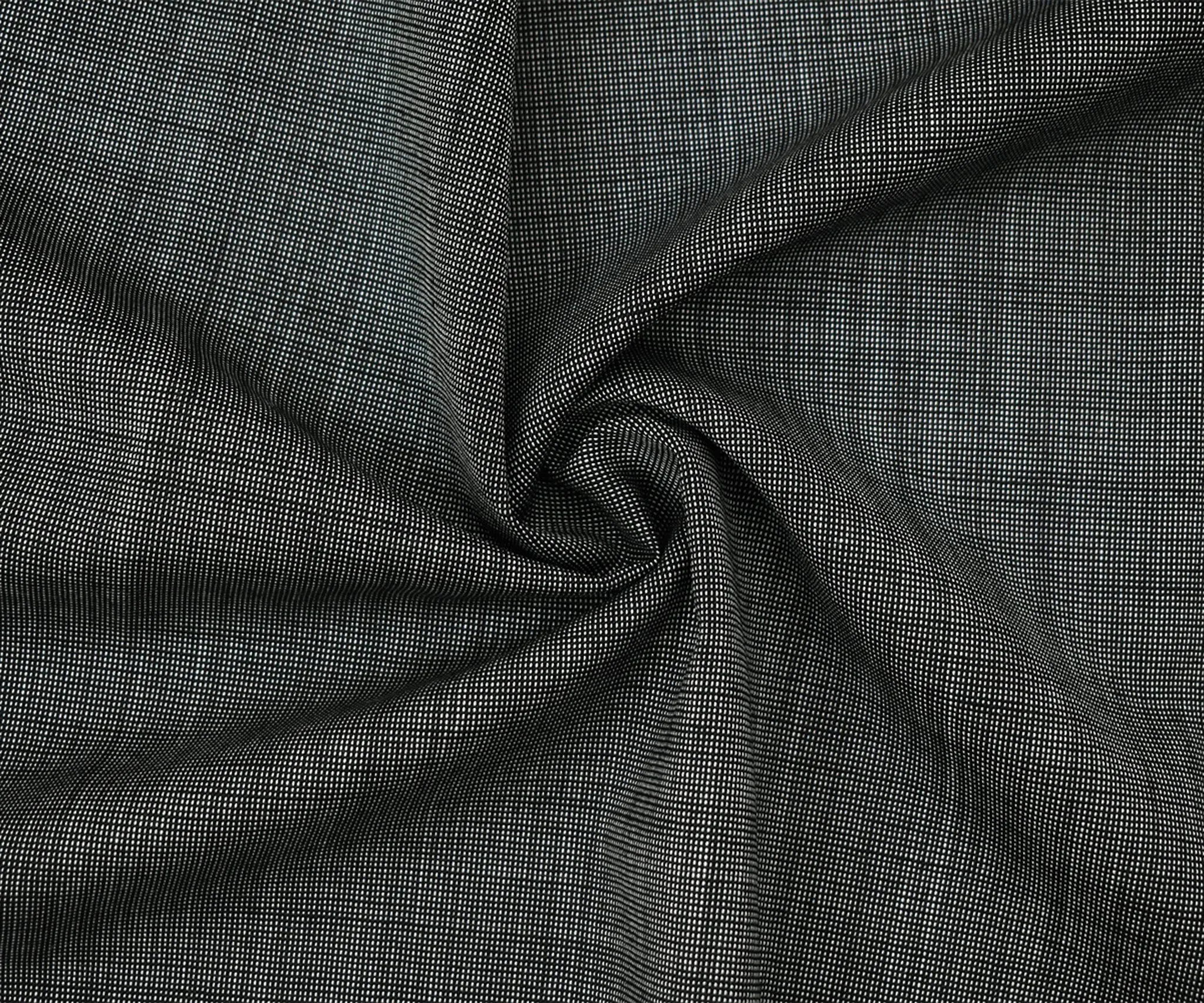 Black-White Tropical Wool Woven Shirting Fabric