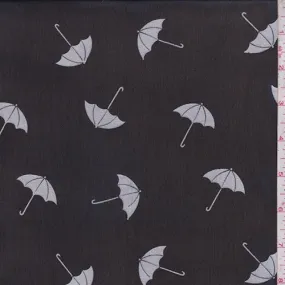 Black/Silver Umbrella Georgette Fabric