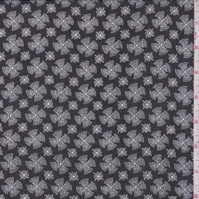 Black/White Fan Medallion Georgette Fabric