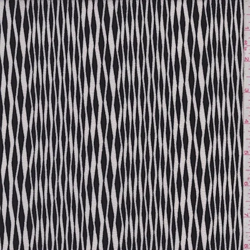 Black/White Modern Wave Pebble Crepe Fabric