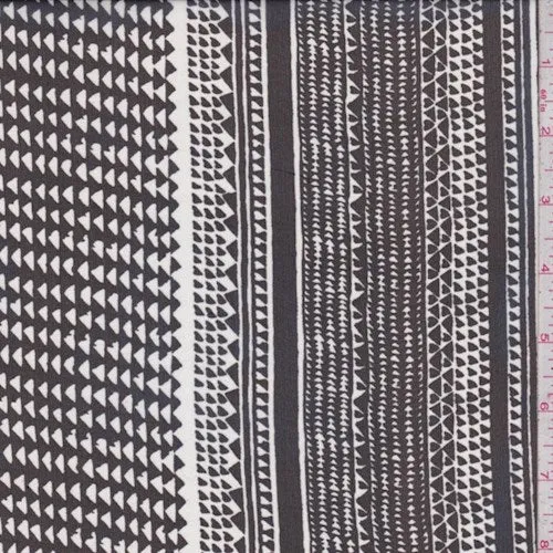 Black/White Tribal Stripe Silk Chiffon Fabric