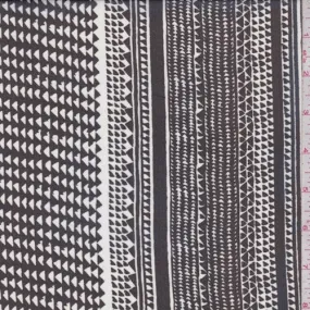 Black/White Tribal Stripe Silk Chiffon Fabric