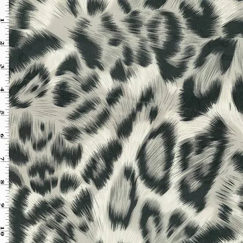 Black/White/Gray Leopard Print Chiffon Fabric