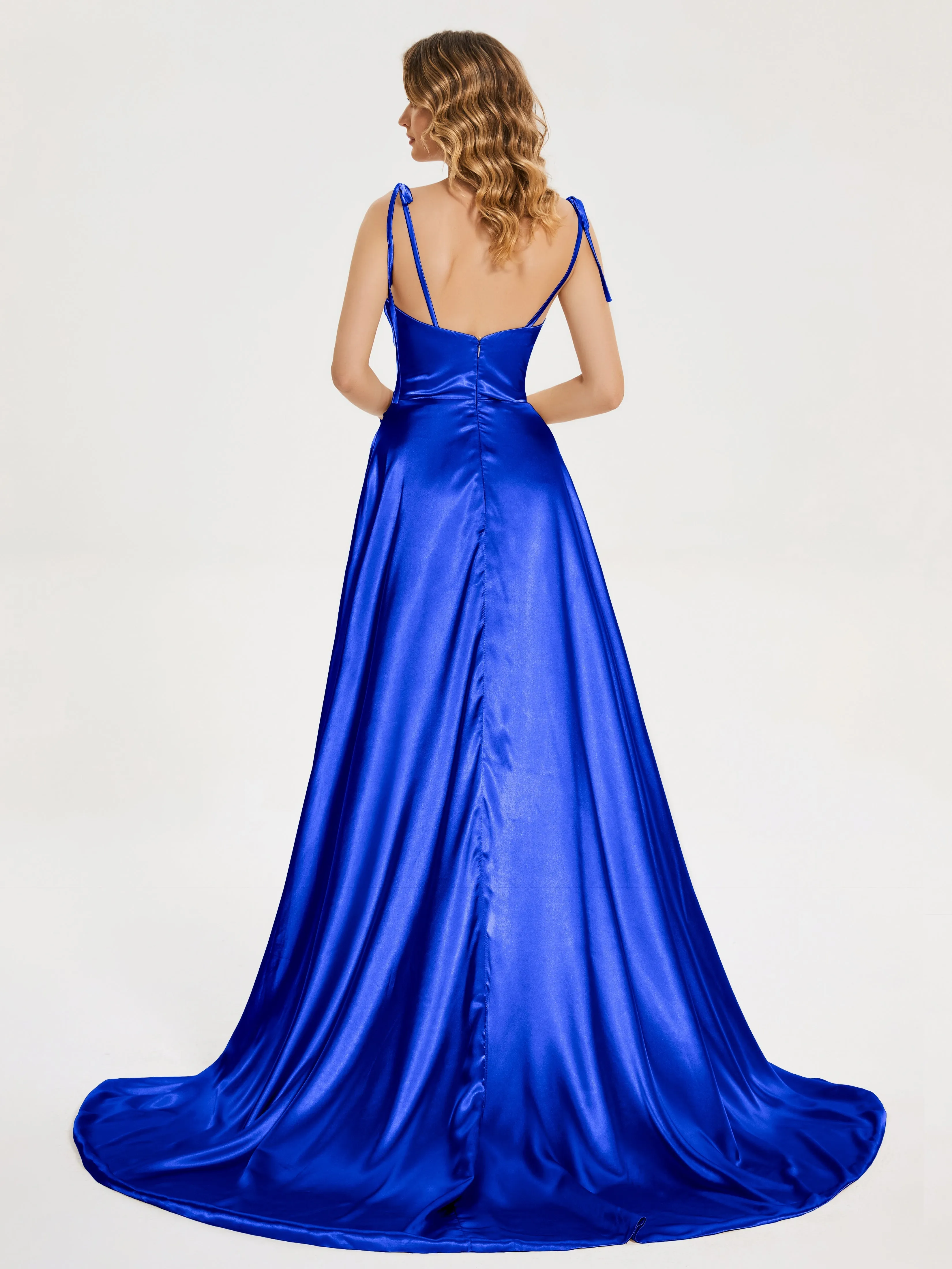 Cowl Court Train Soft Satin Prom Dresses