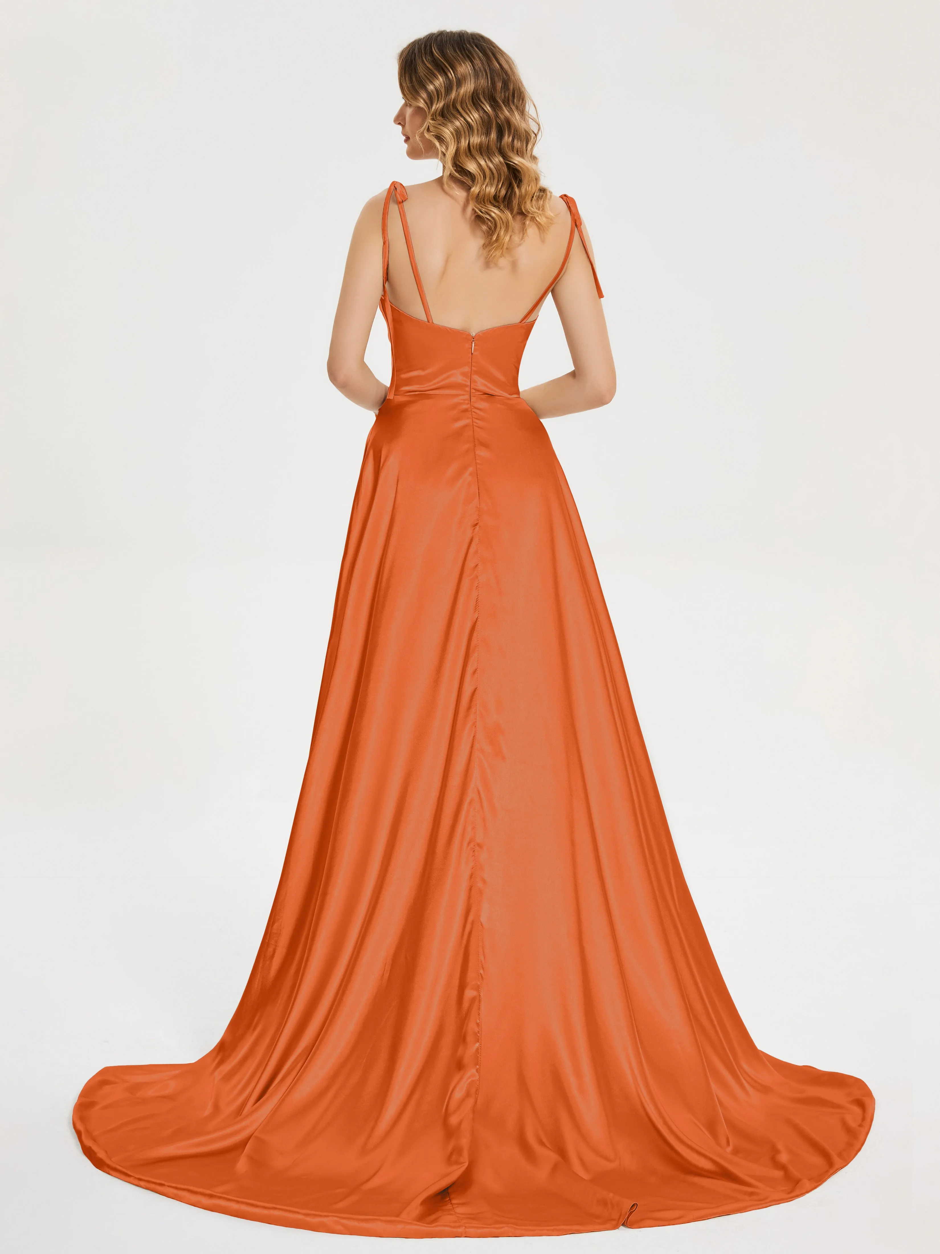 Cowl Court Train Soft Satin Prom Dresses