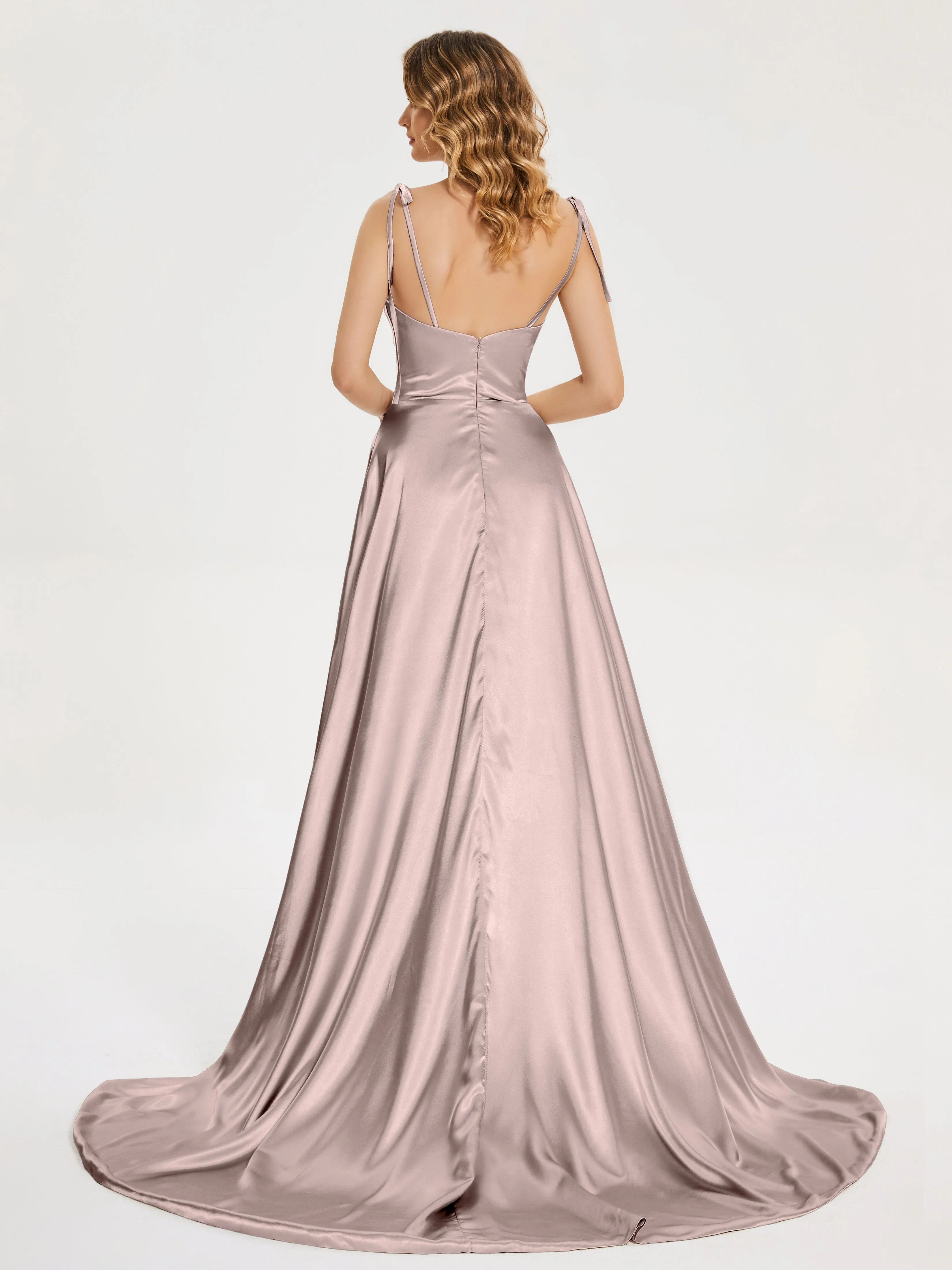 Cowl Court Train Soft Satin Prom Dresses