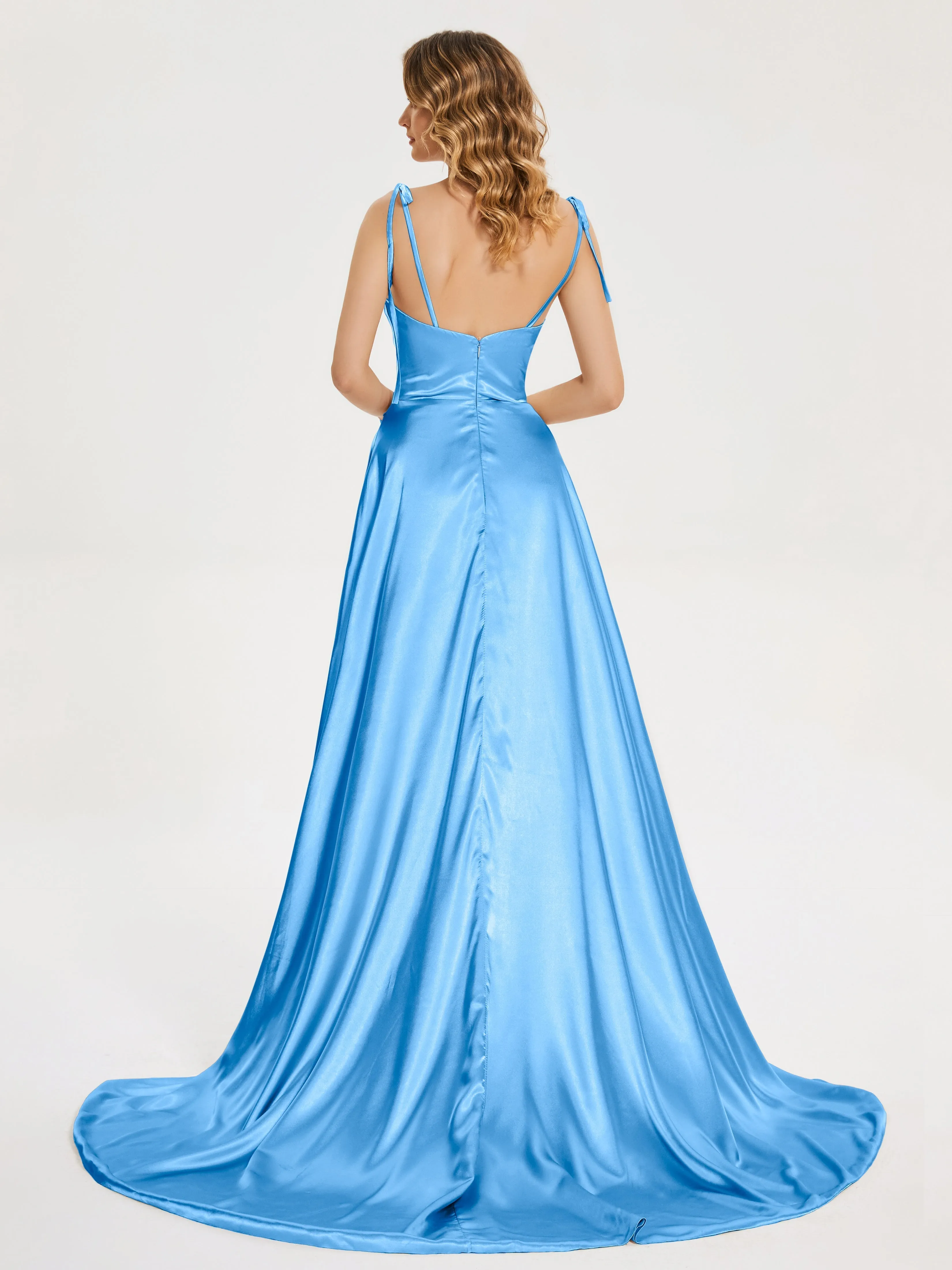 Cowl Court Train Soft Satin Prom Dresses