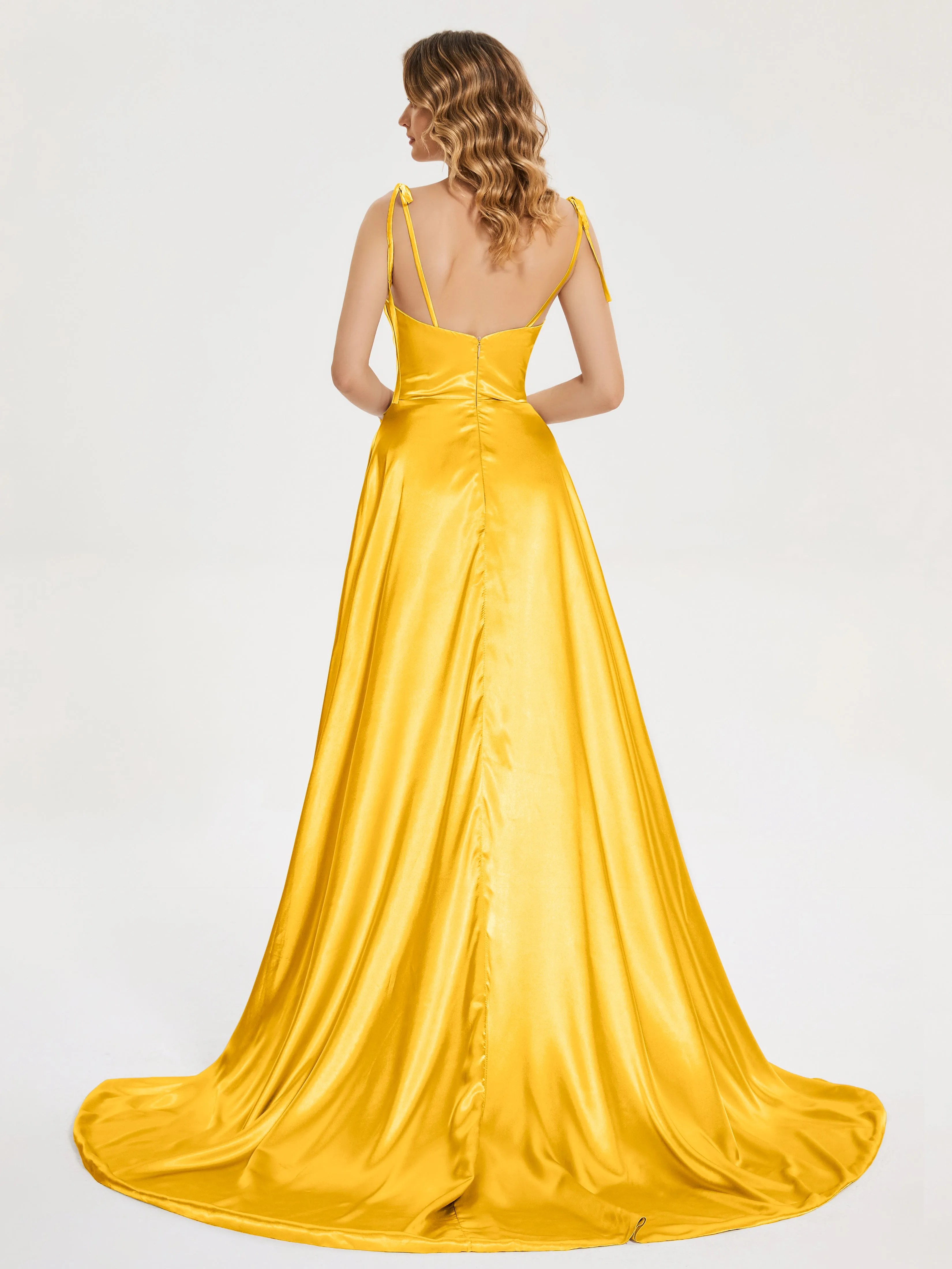 Cowl Court Train Soft Satin Prom Dresses