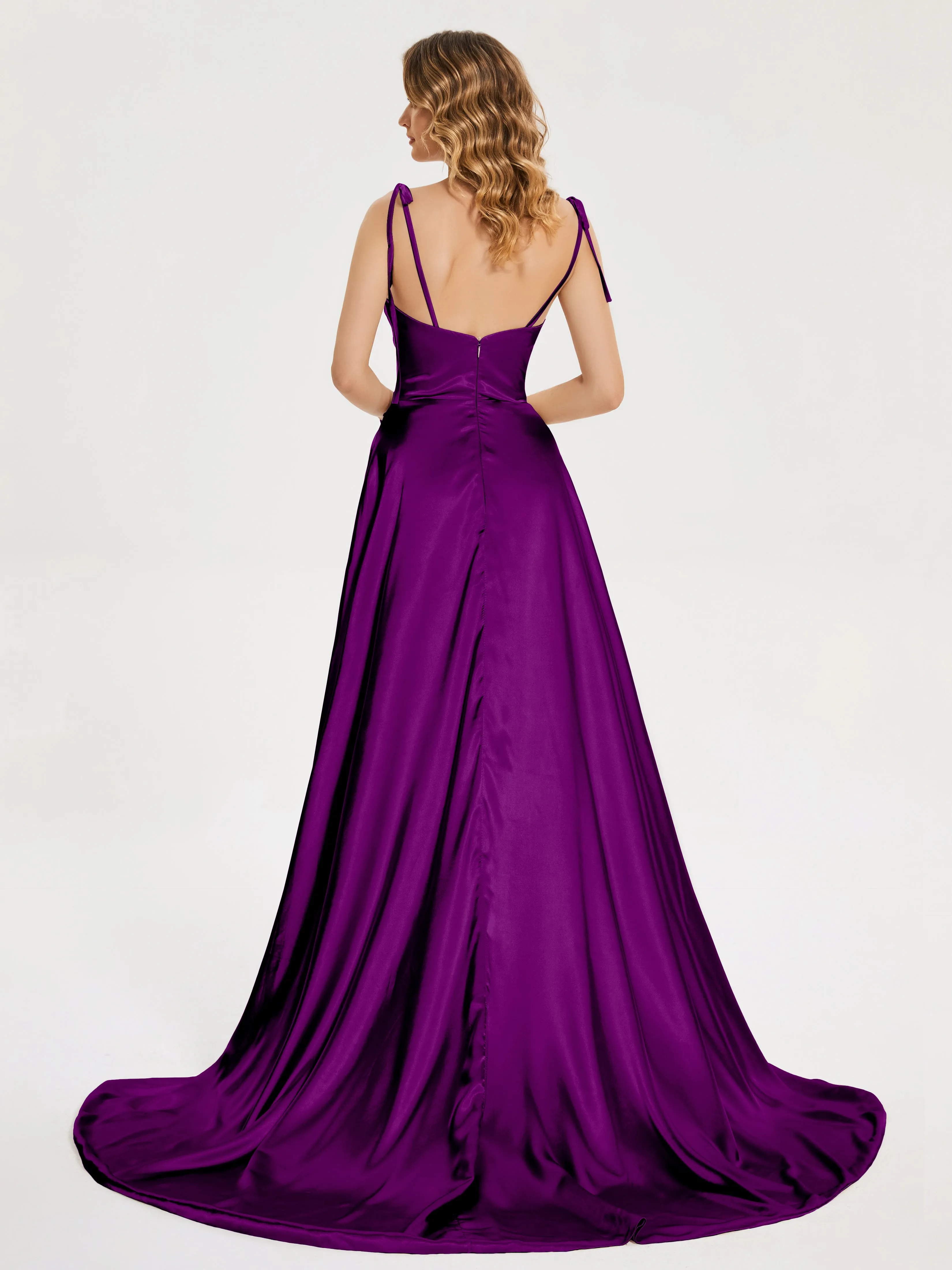 Cowl Court Train Soft Satin Prom Dresses