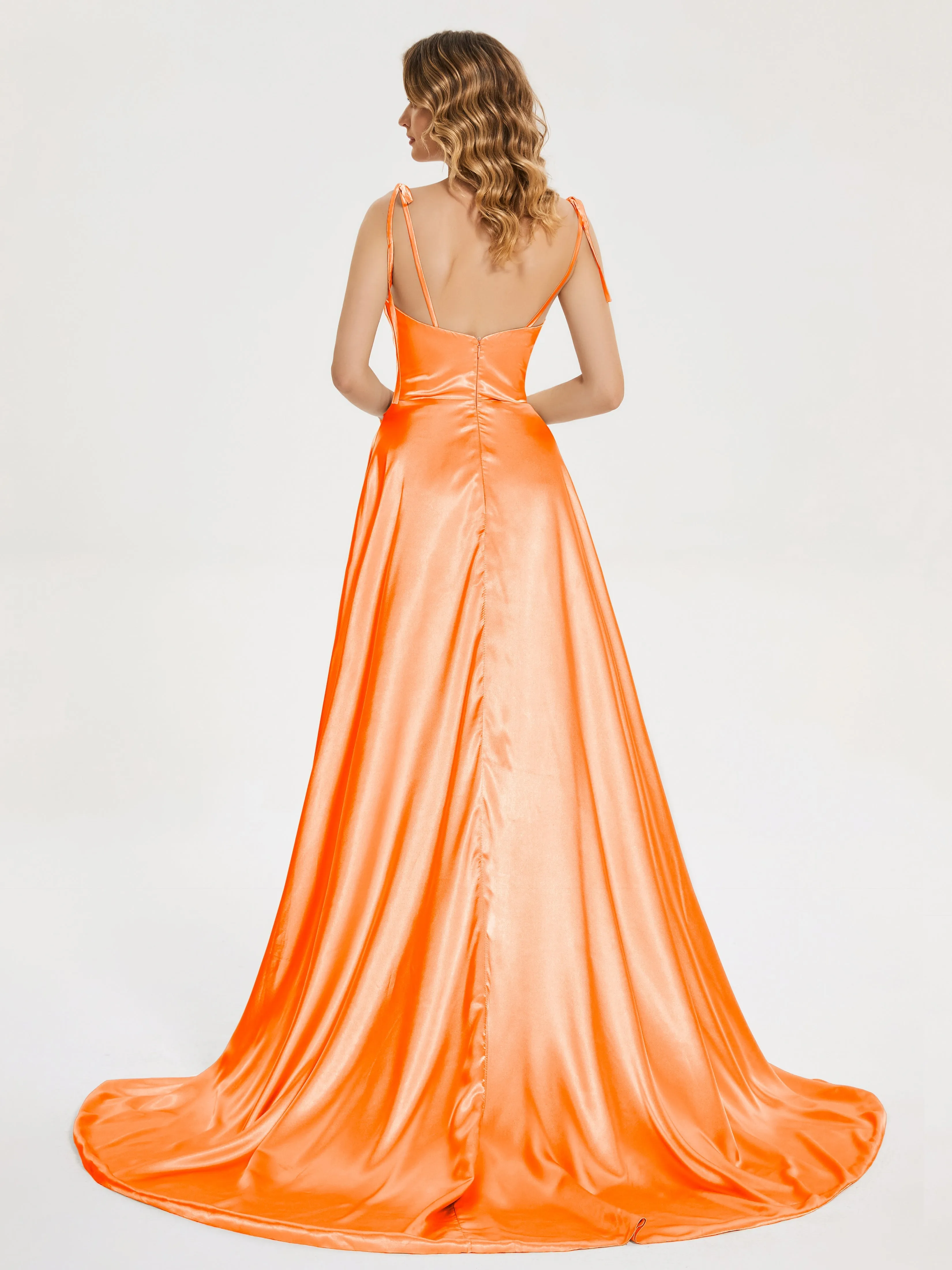 Cowl Court Train Soft Satin Prom Dresses