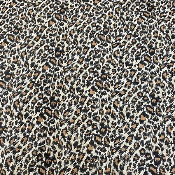 Cream Leopard Print Chiffon Fabric