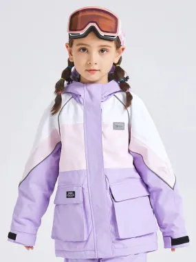 Cute Colorblock Ski Snow Jackets for Kids Windproof Snow Overalls