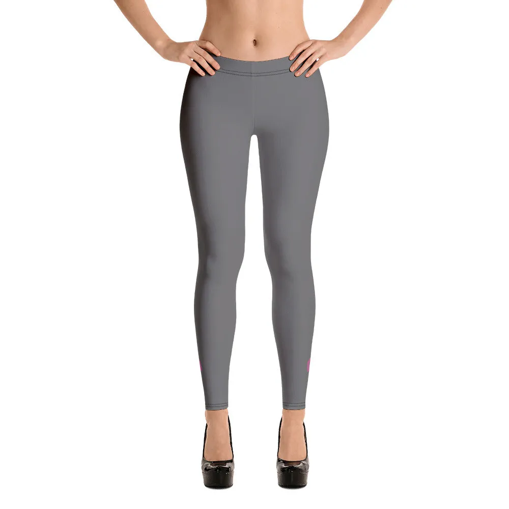 Dark Grey Casual Women's Leggings, Gray Solid Color Long Fashion Tights-Made in USA/EU