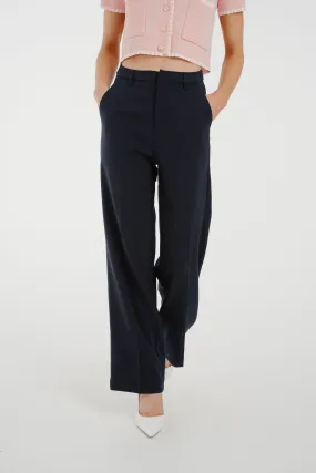 Freya Pleat Front Straight Leg Trouser In Navy