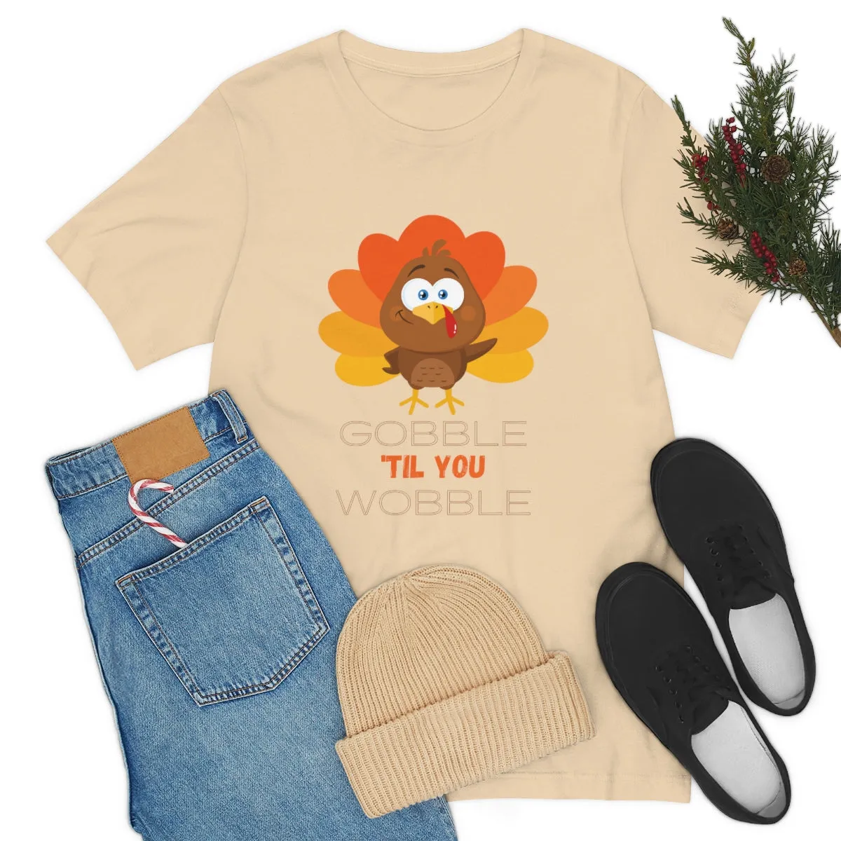 Gobble 'til You Wobble Thanksgiving Unisex Jersey Short Sleeve Tee S-3XL