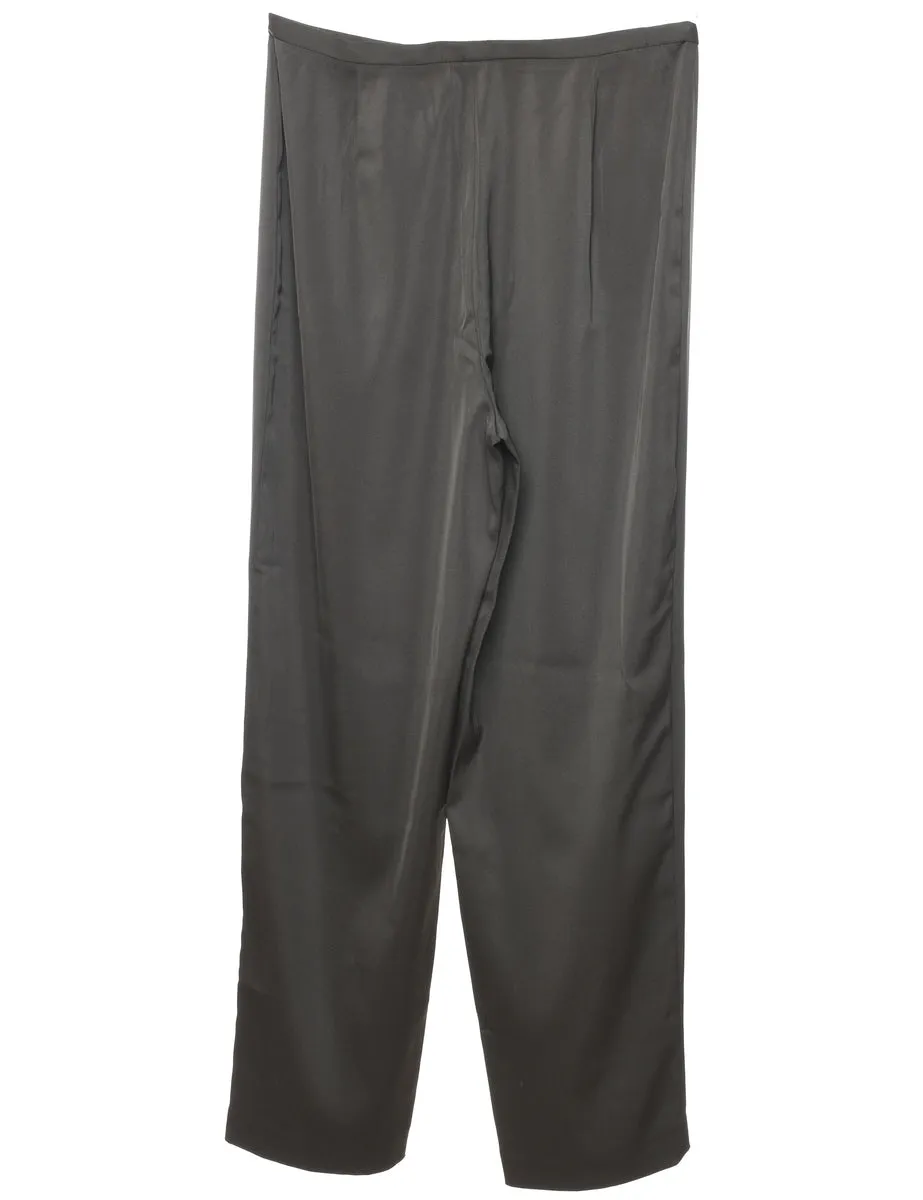 Grey Casual Straight-Fit Trousers - W32 L33