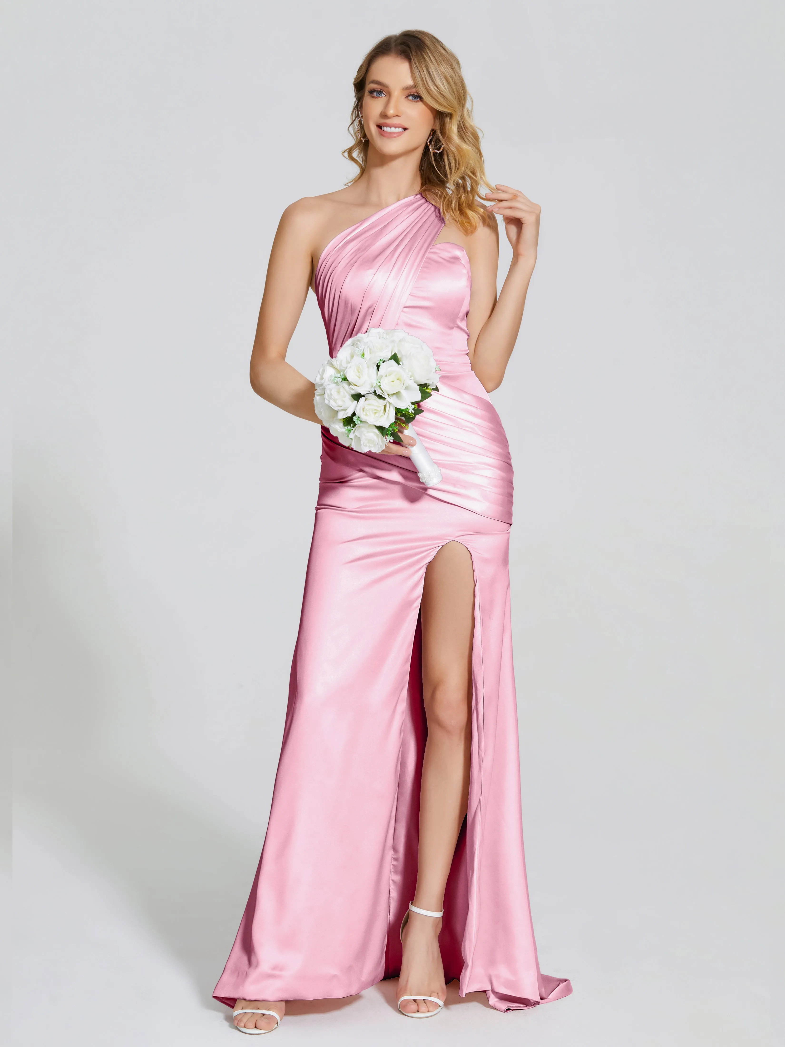 Jayla Ruched Soft Satin Bridesmaid Dresses