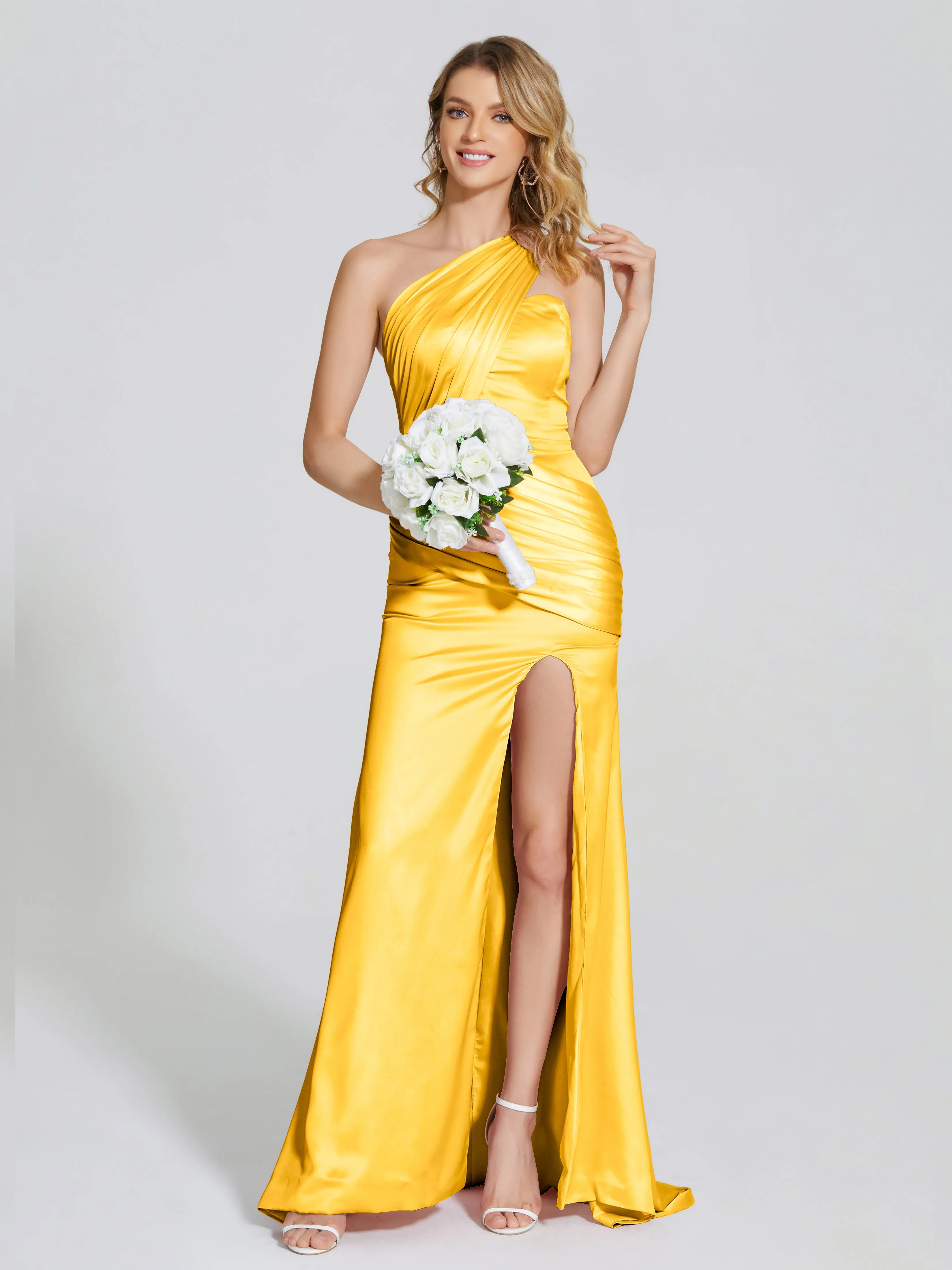 Jayla Ruched Soft Satin Bridesmaid Dresses