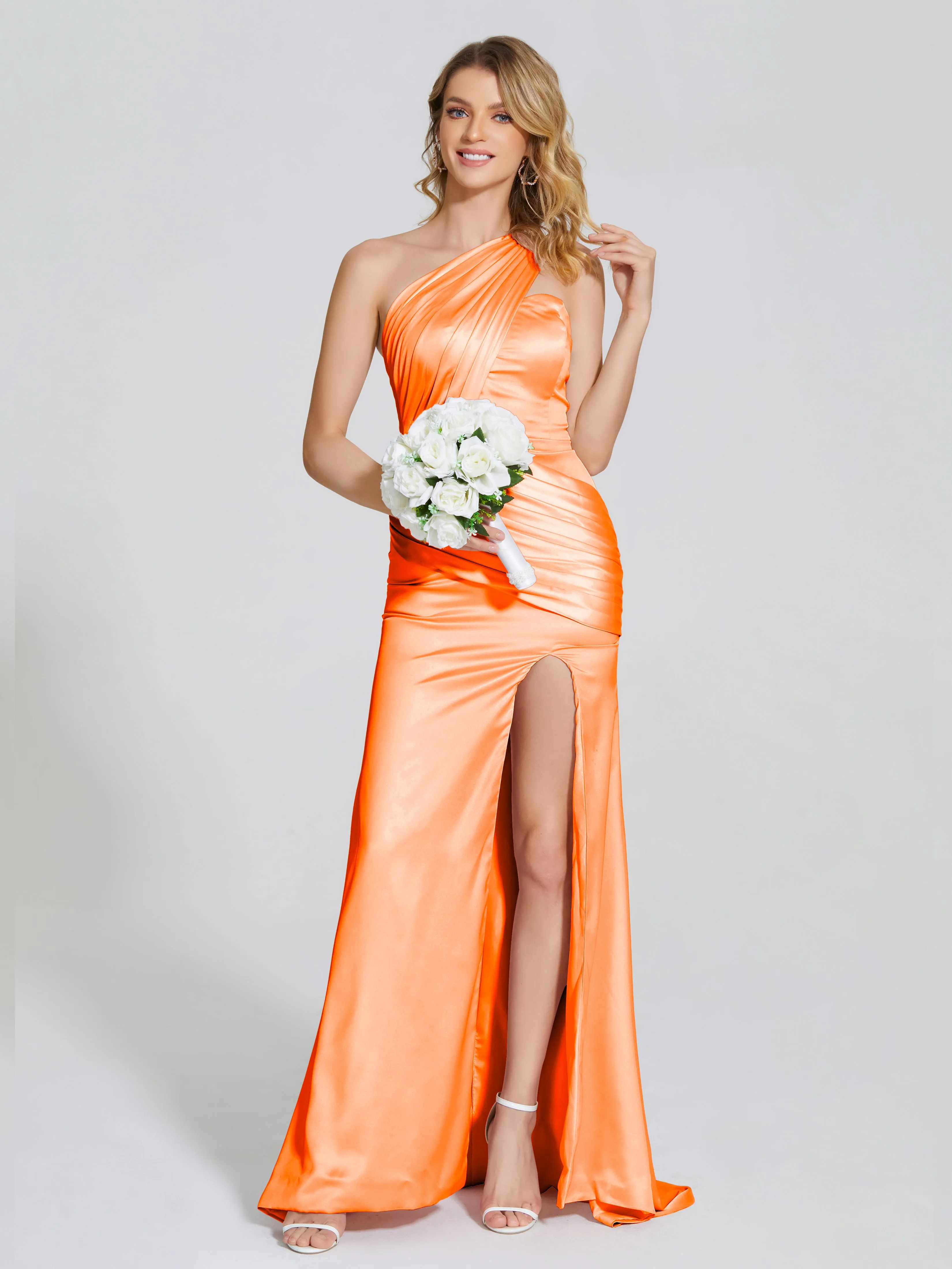 Jayla Ruched Soft Satin Bridesmaid Dresses