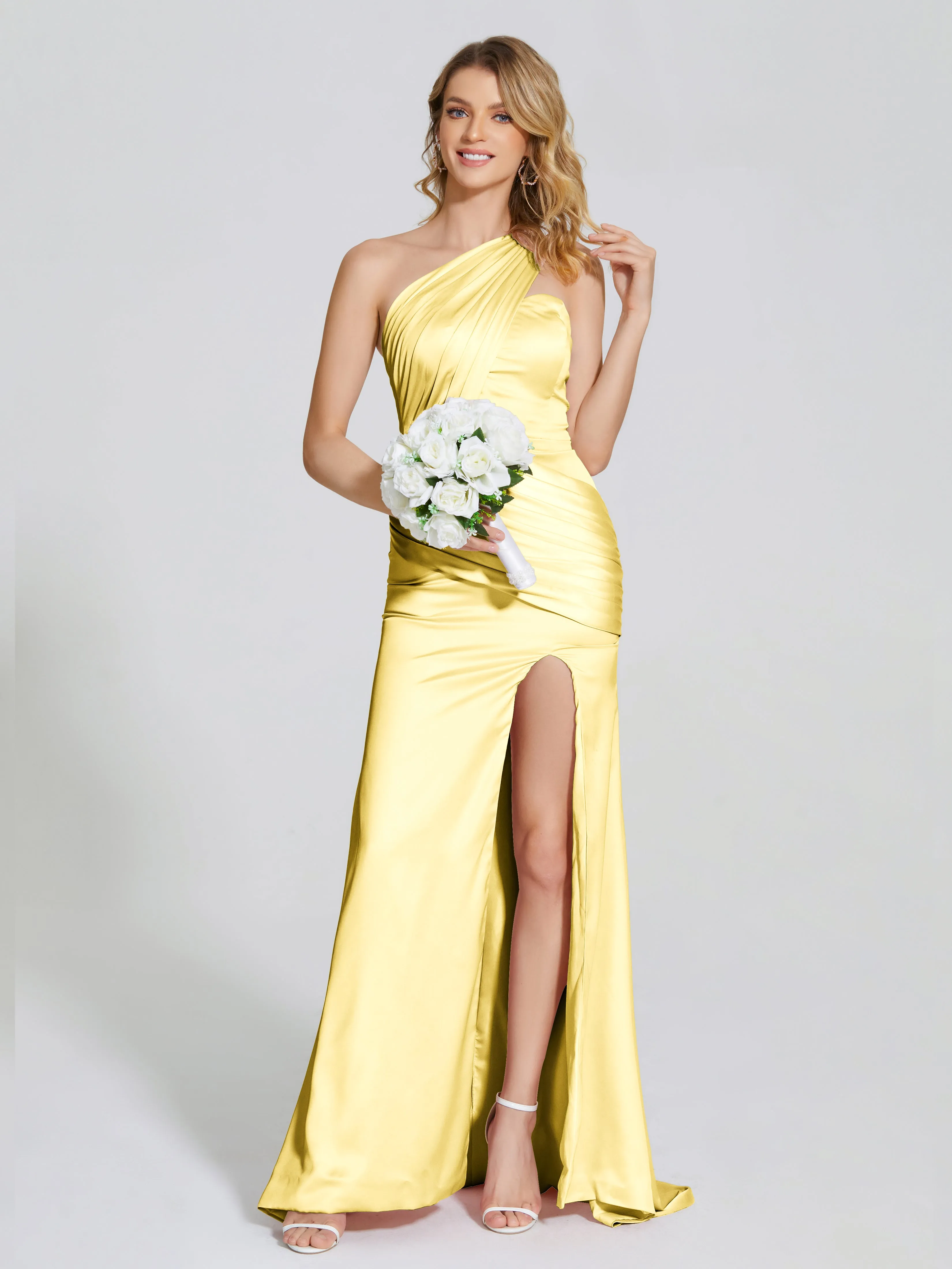 Jayla Ruched Soft Satin Bridesmaid Dresses