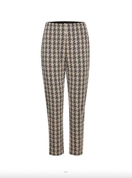 Kate Houndstooth Pants - Doeskin Houndstooth