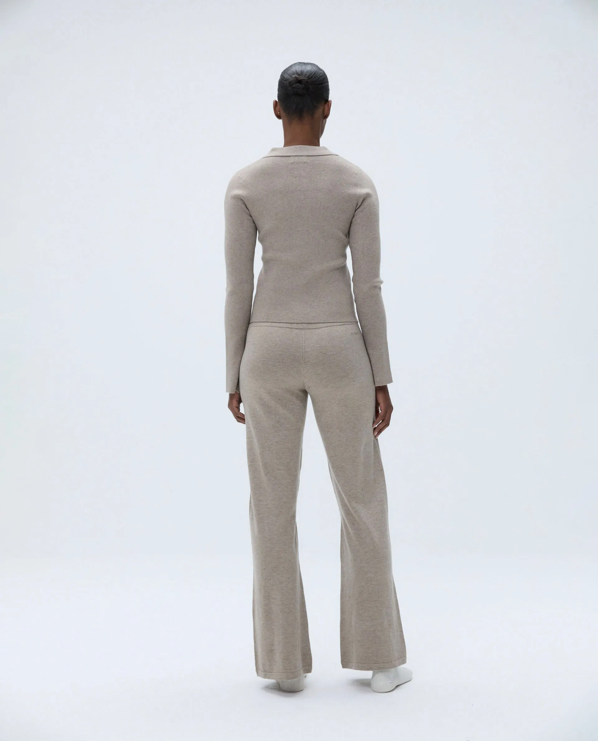 Knit Straight Leg Trousers - Sand