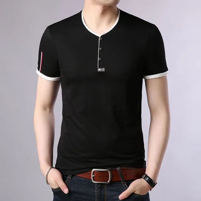 Korean Solid Color V Neck Trendy Tees