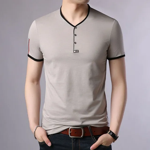 Korean Solid Color V Neck Trendy Tees