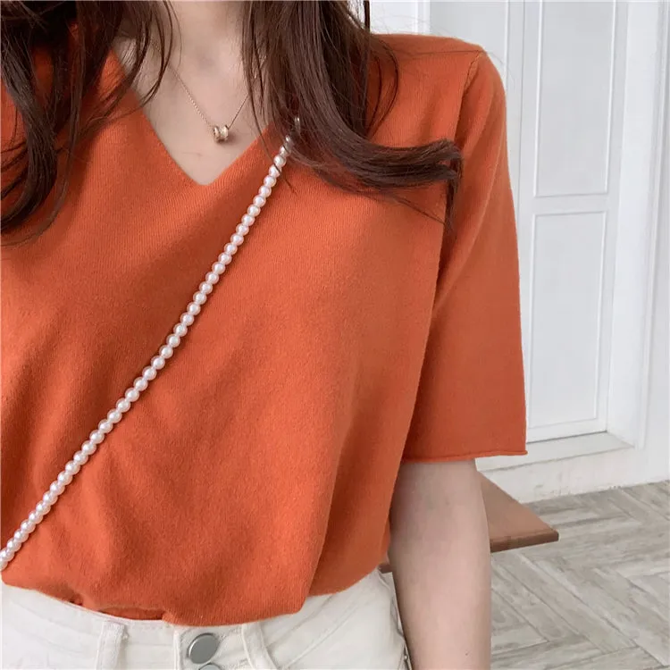 [Korean Style] Candy Color Solid Color T-shirt