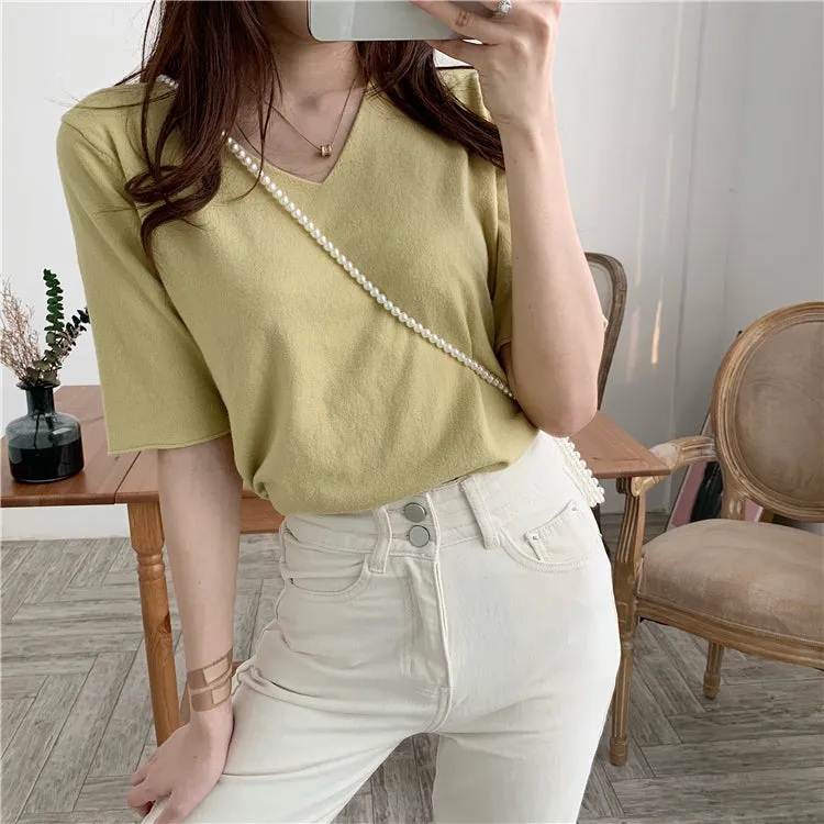 [Korean Style] Candy Color Solid Color T-shirt