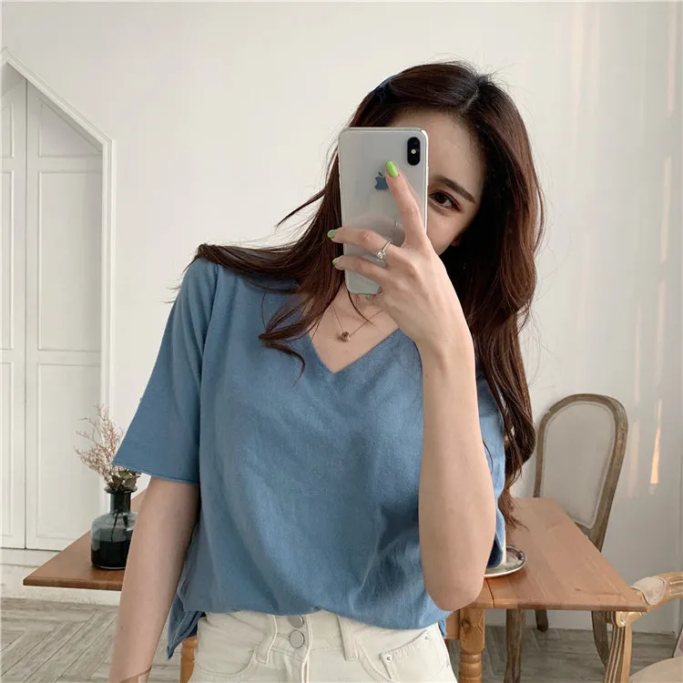 [Korean Style] Candy Color Solid Color T-shirt