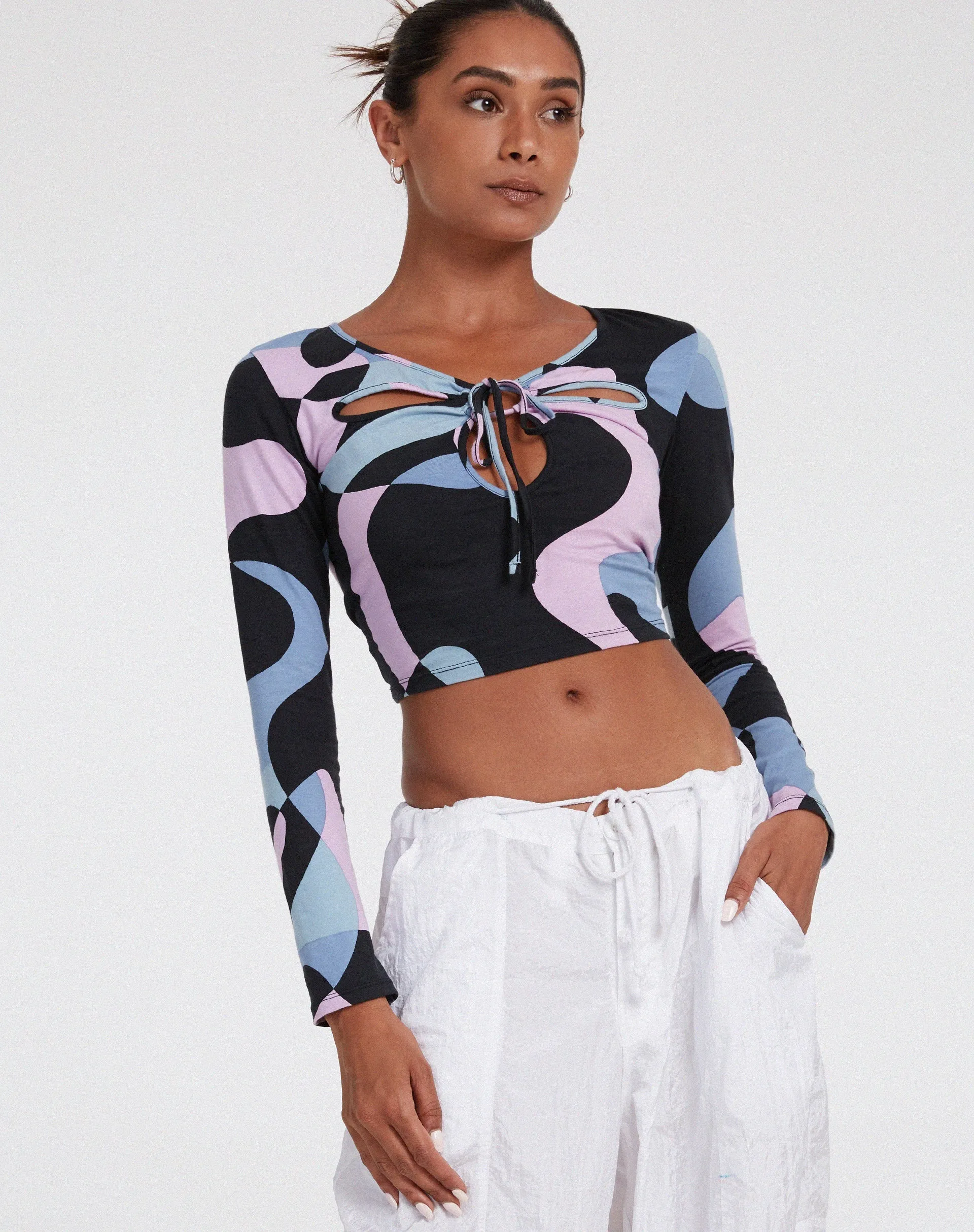 Licora Crop Top in Abstract Purple