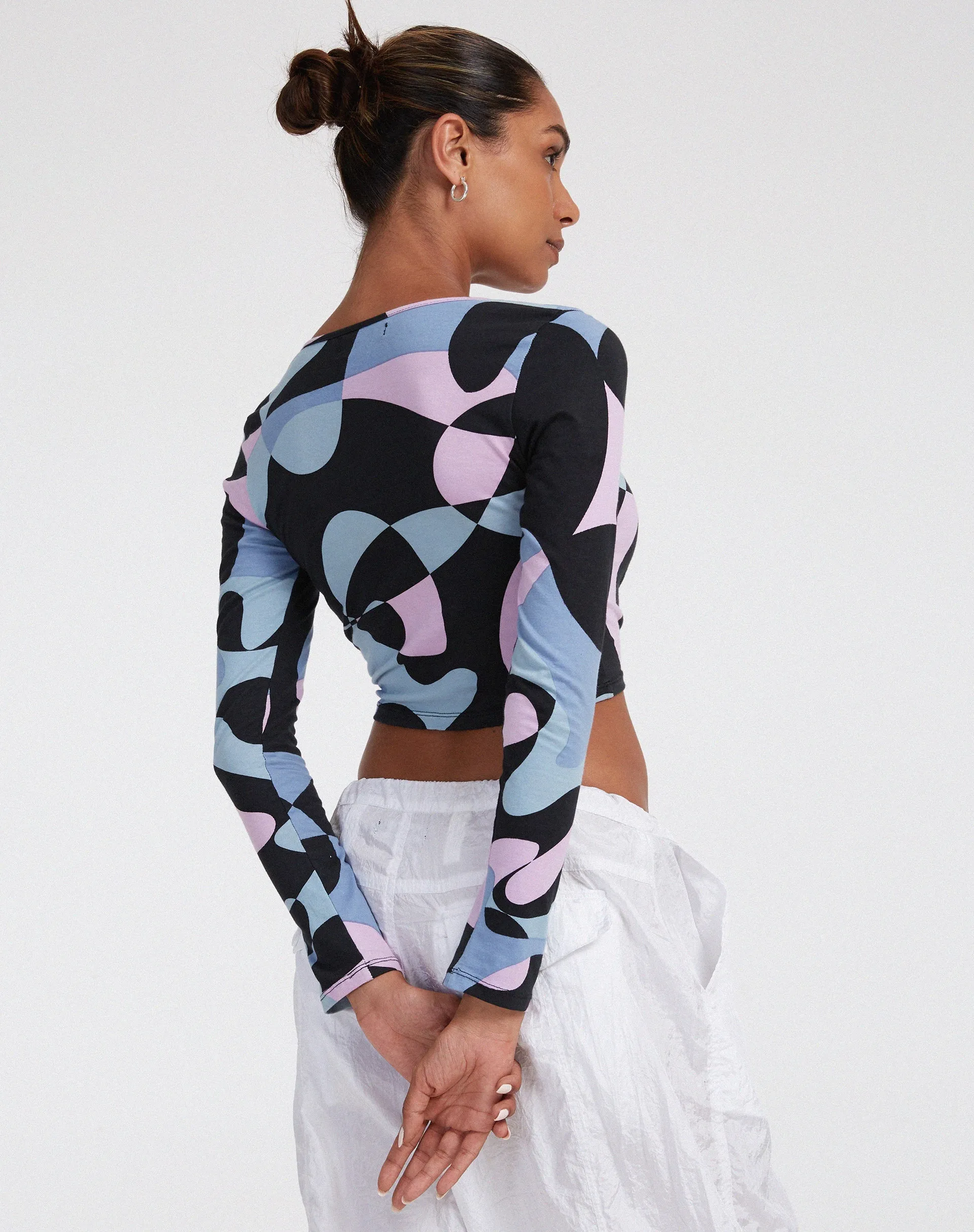 Licora Crop Top in Abstract Purple