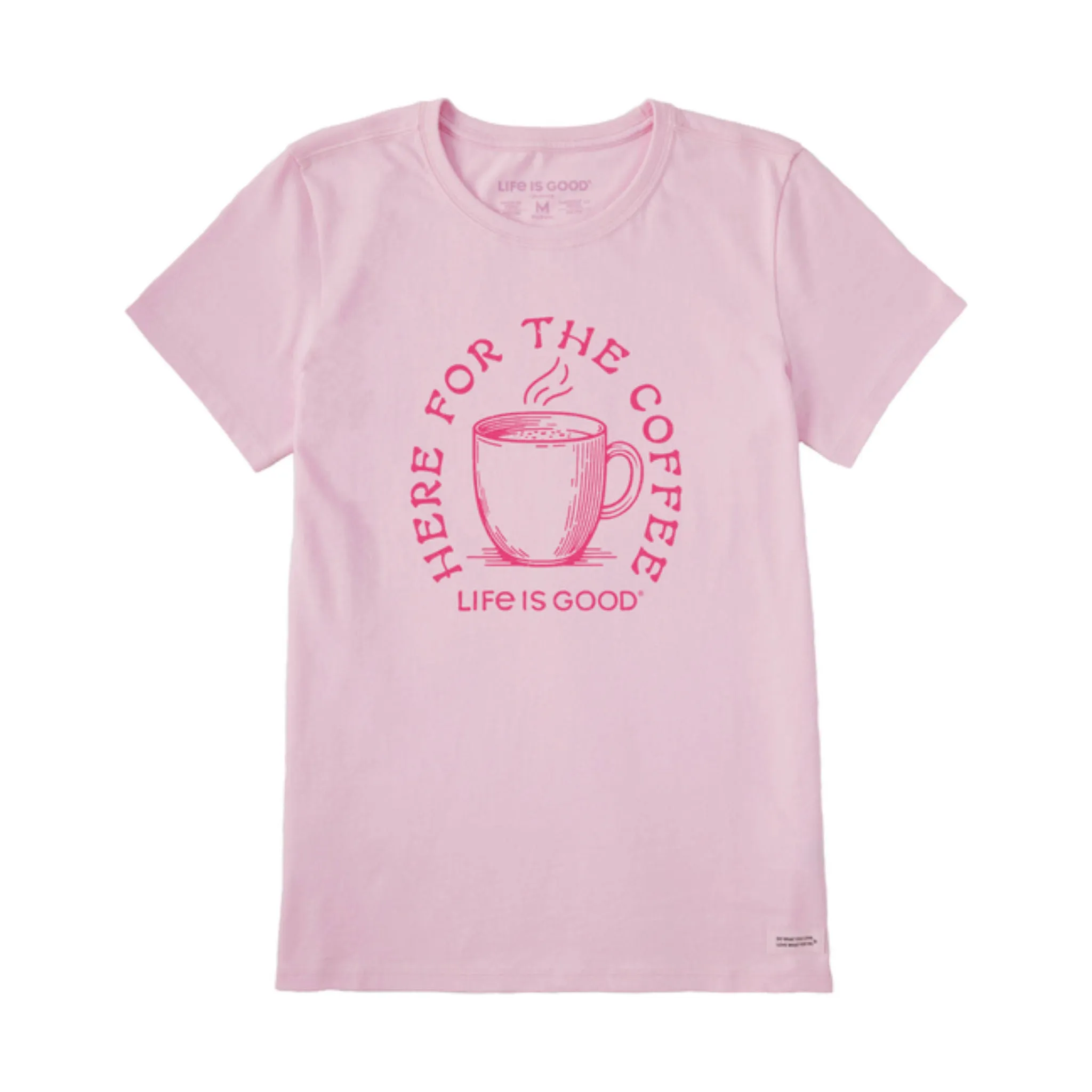 Life Is Good Women's Here For The Coffee Tee - Seashell Pink FINAL SALE