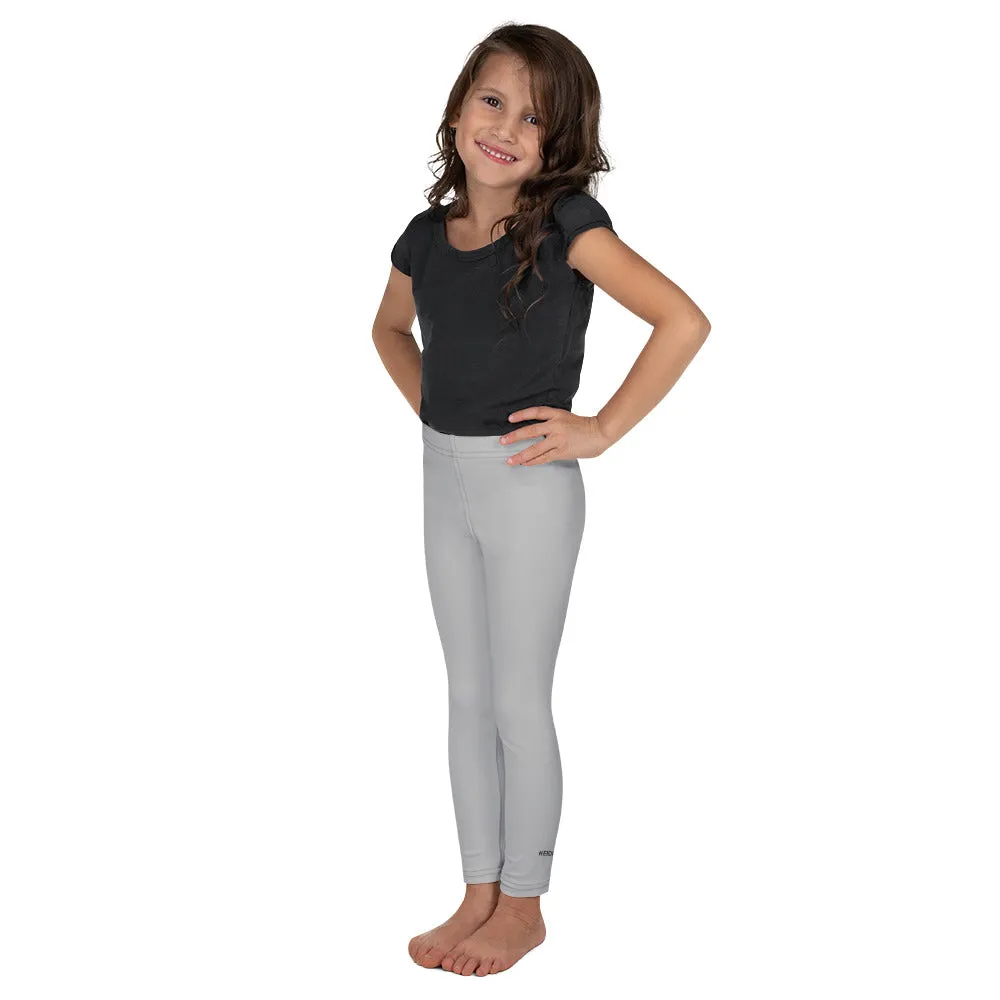 Light Grey Kid's Leggings, Premium Unisex Colorful Tights For Boys & Girls-Made in USA/EU