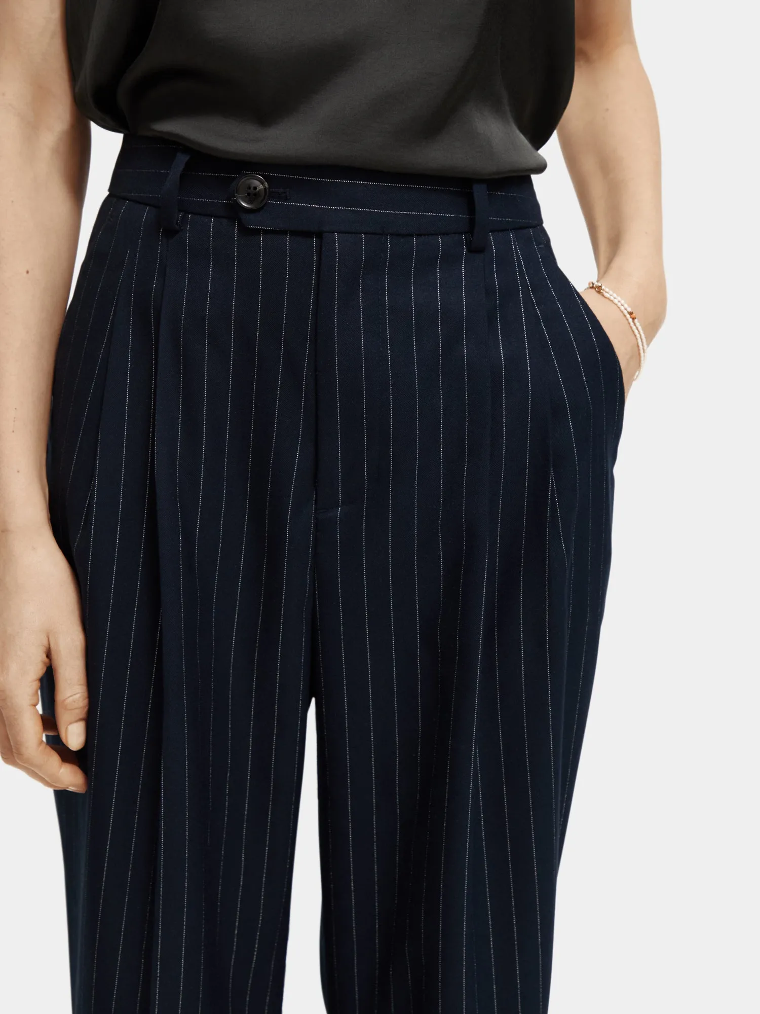 Loose tapered-fit pinstripe pants