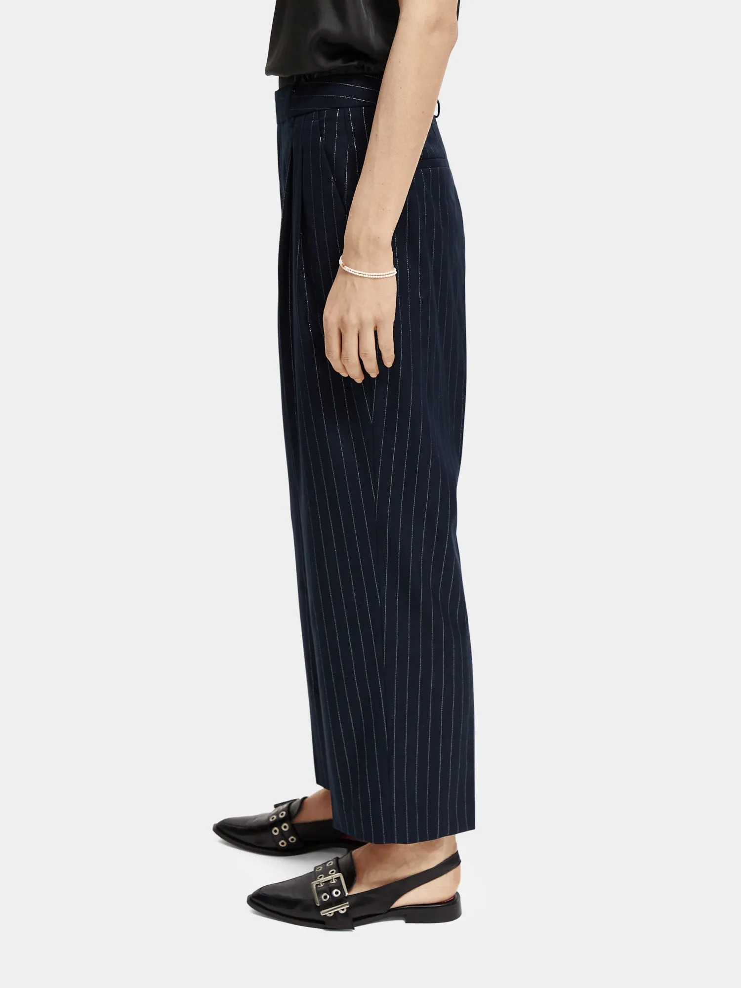 Loose tapered-fit pinstripe pants