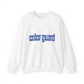 Marching Band Color Guard Blue Lowercase Blue Font Unisex Crewneck Sweatshirt Flag Saber Rifle