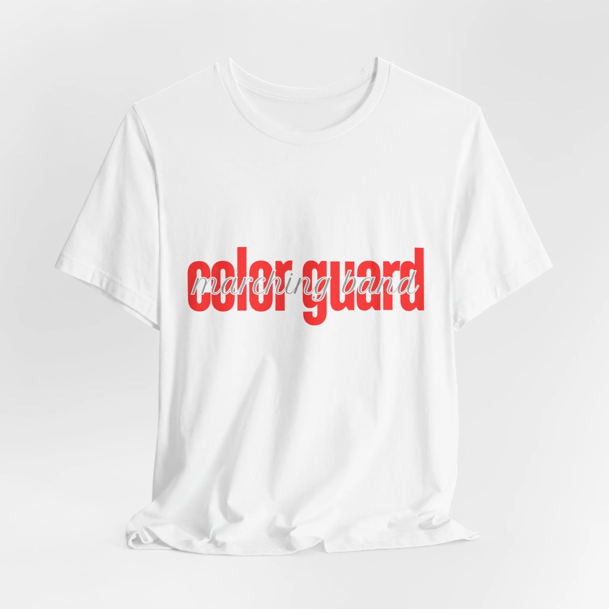 Marching Band Color Guard Red Short Letters Flag Saber Unisex Jersey Short Sleeve Tee