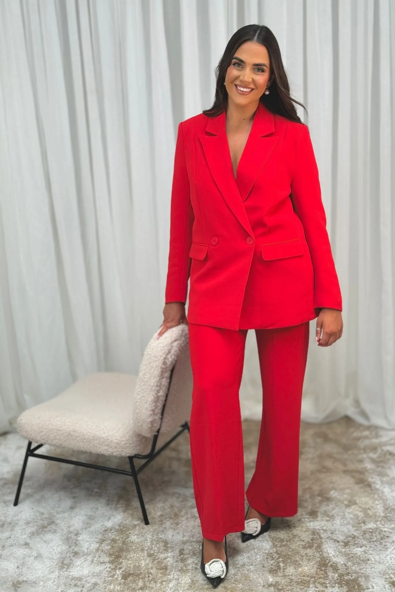 Maria Belted Trousers In Red