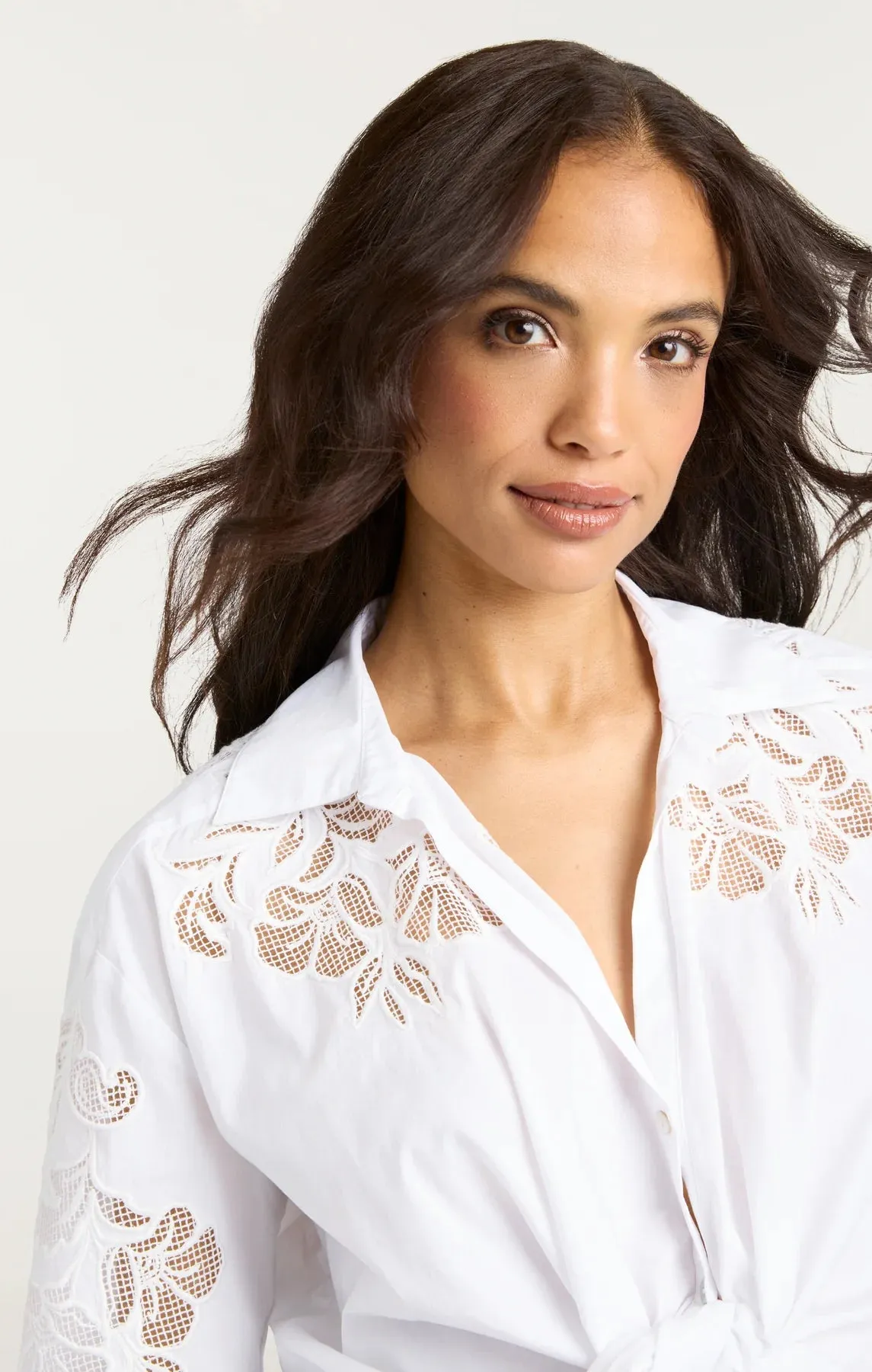 Marianna Cutout Embellished Top - White