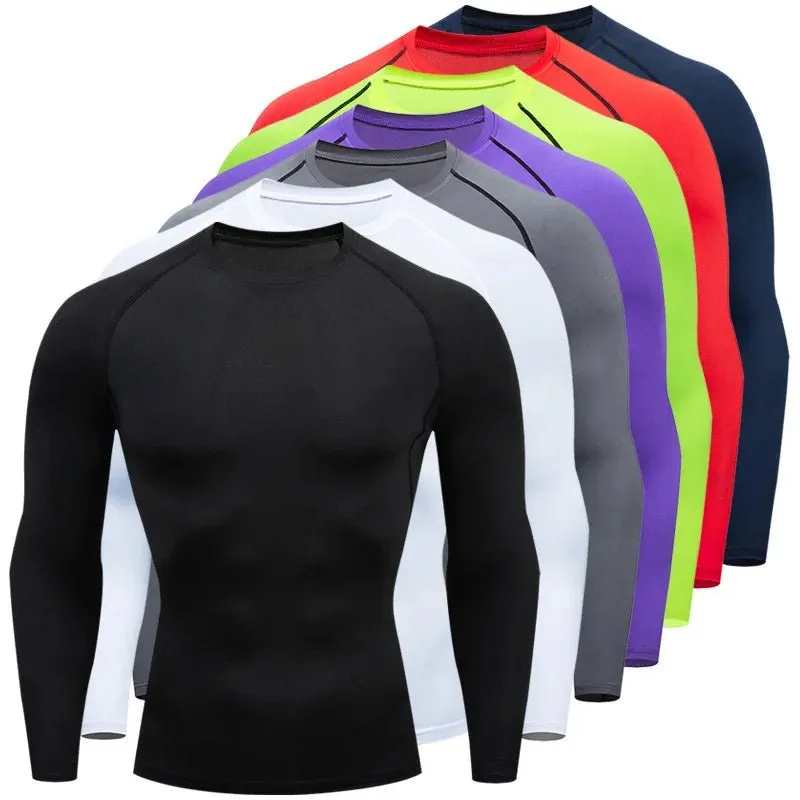 Men Sport Fitness Shirts Quick Dry Compression Gym Running T Shirt Training Bodybuilding Top Football Jersey Man Gym Clothing