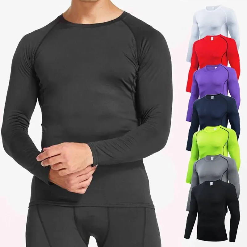 Men Sport Fitness Shirts Quick Dry Compression Gym Running T Shirt Training Bodybuilding Top Football Jersey Man Gym Clothing